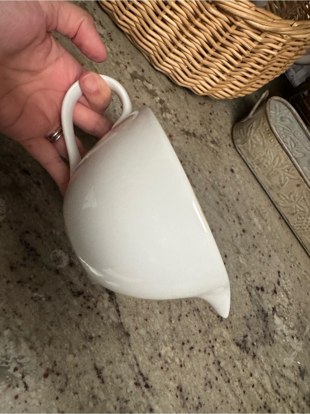 Crate&Barrel White Ceramic Sauce Server